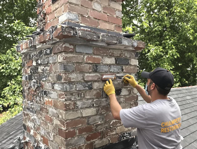 In-progress chimney restoration by Danbury Chimney Sweep in Danbury, CT