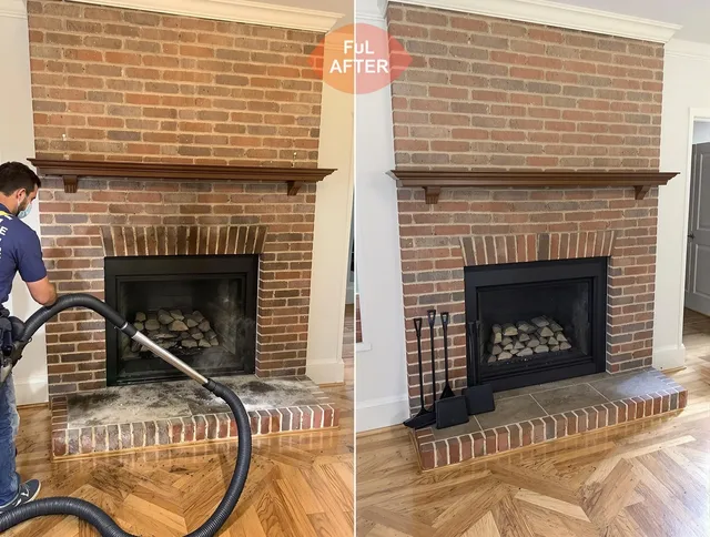 Danbury Chimney Sweep carefully sanitizing a fireplace in Danbury, CT