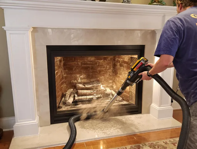 Fireplace cleaning performed by Danbury Chimney Sweep in Danbury, CT