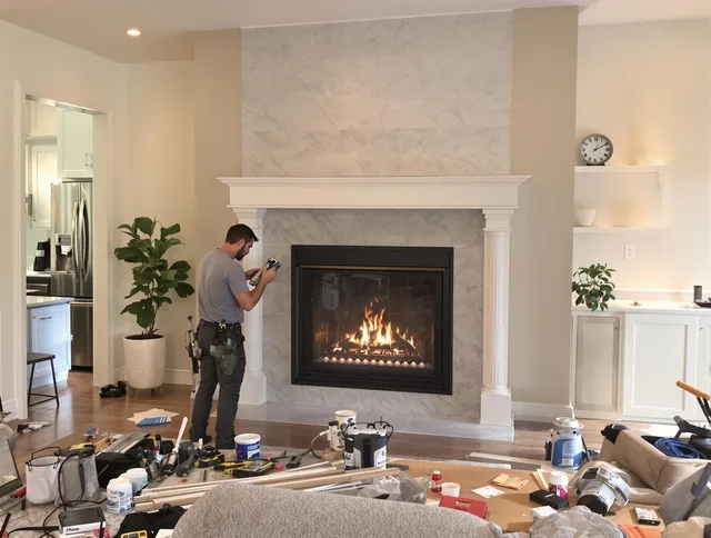 Newly installed fireplace by Danbury Chimney Sweep in Danbury, CT