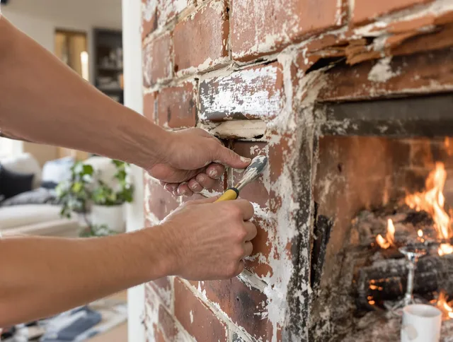 Routine fireplace repair by Danbury Chimney Sweep in Danbury, CT